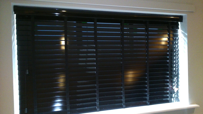 Blackpool gloss black wooden venetian blinds